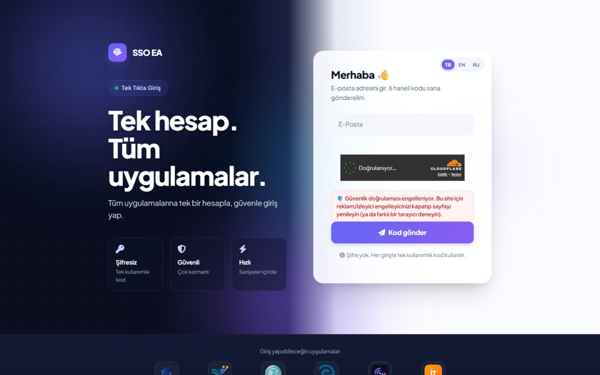 SSO EA — Merkezi Kimlik & Tekil Oturum Sağlayıcı